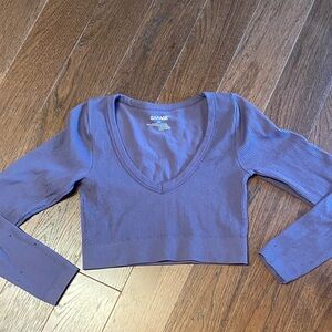 Garage Lavender Ribbed V-Neck Crop Top